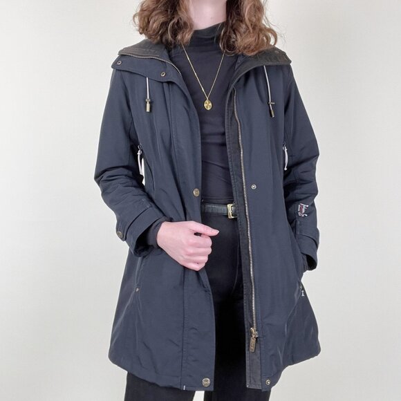 Vintage Swedish Winter Fall Parka Jacket Hooded Lightweight Barn Utility Coat - Picture 10 of 10